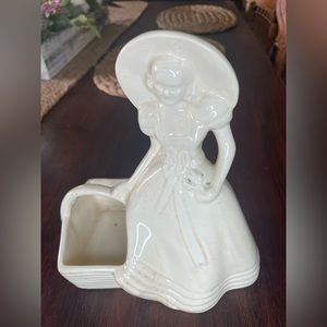 Antique Ceramic Southern Belle Girl and Basket PlanterPreowned. Beautiful.
